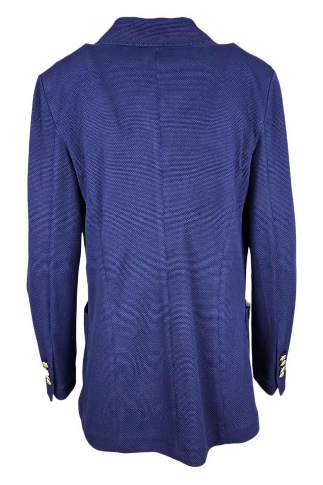 giacca donna doppiopetto in piquet bluette