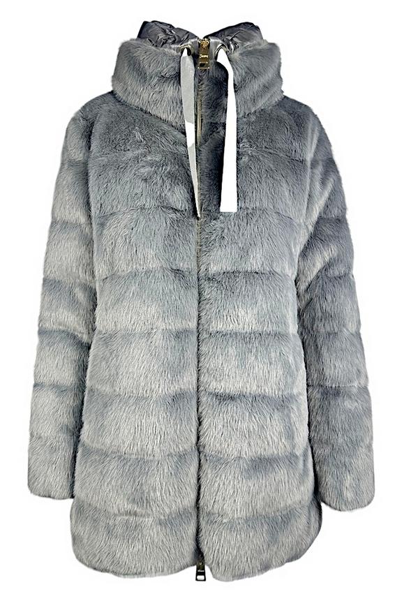 piumino donna in ecopelliccia grigio