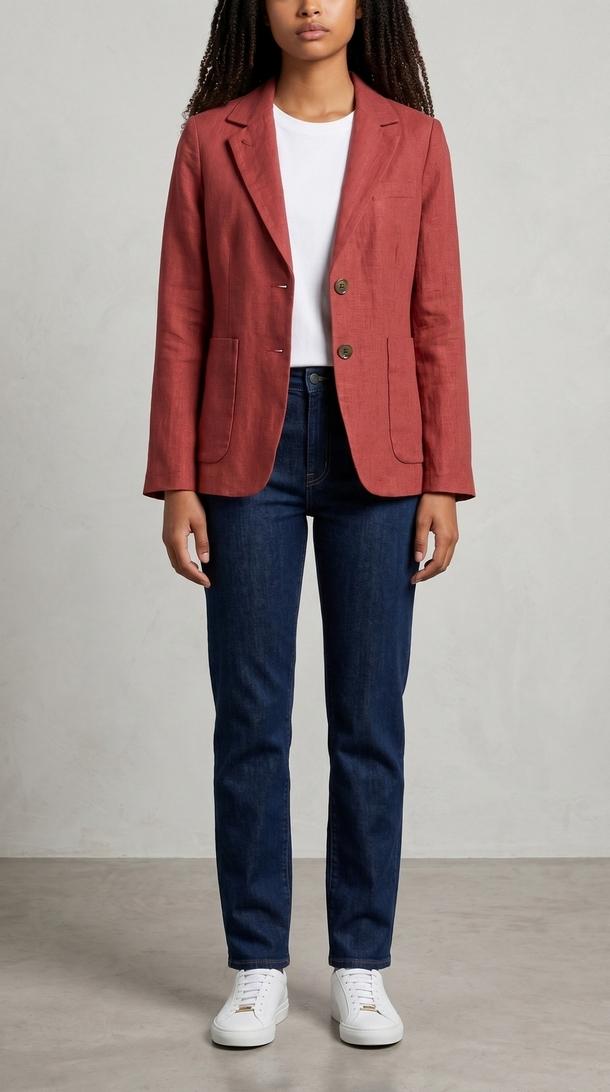 giacca donna corta in lino rosso