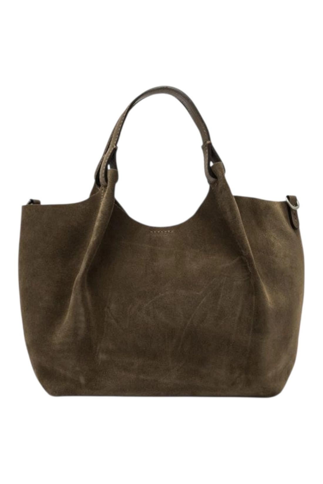 borsa donna dua piccola in camoscio marrone