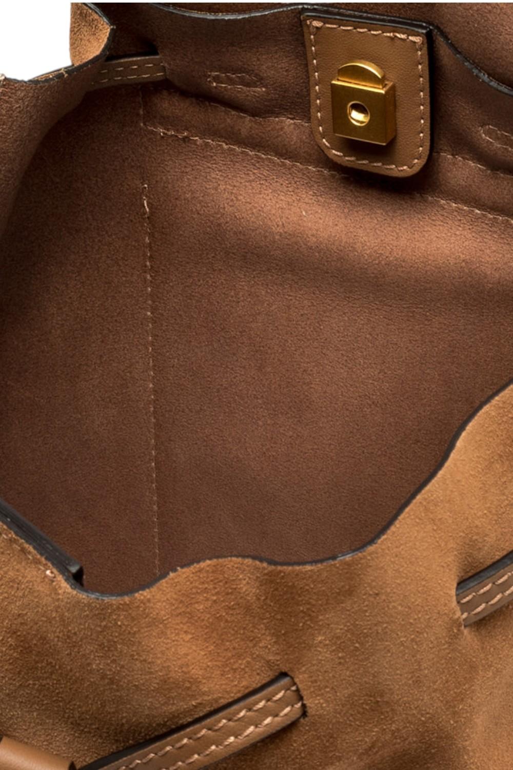 zaino donna violette in camoscio caramello