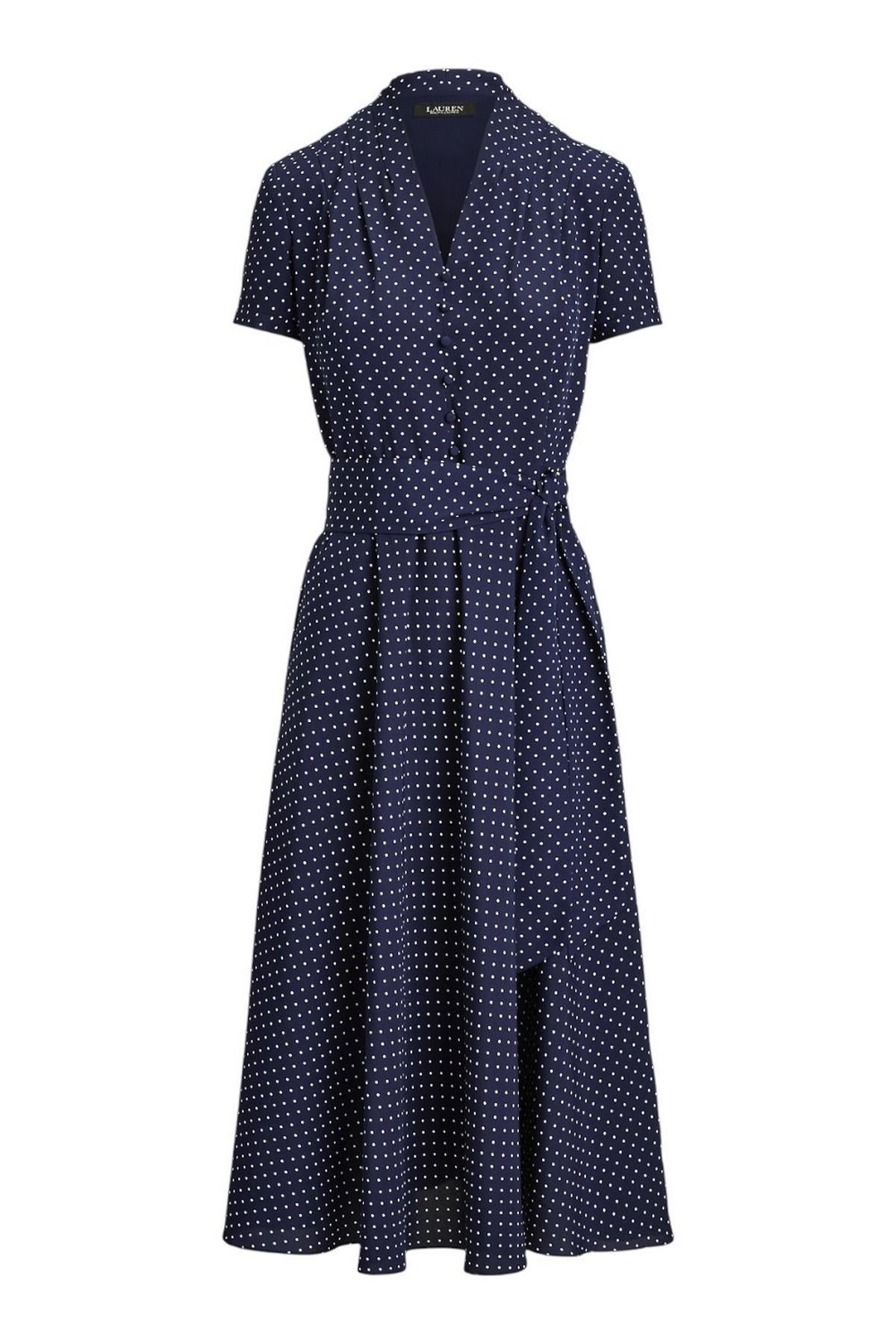 abito donna a pois blu e bianco