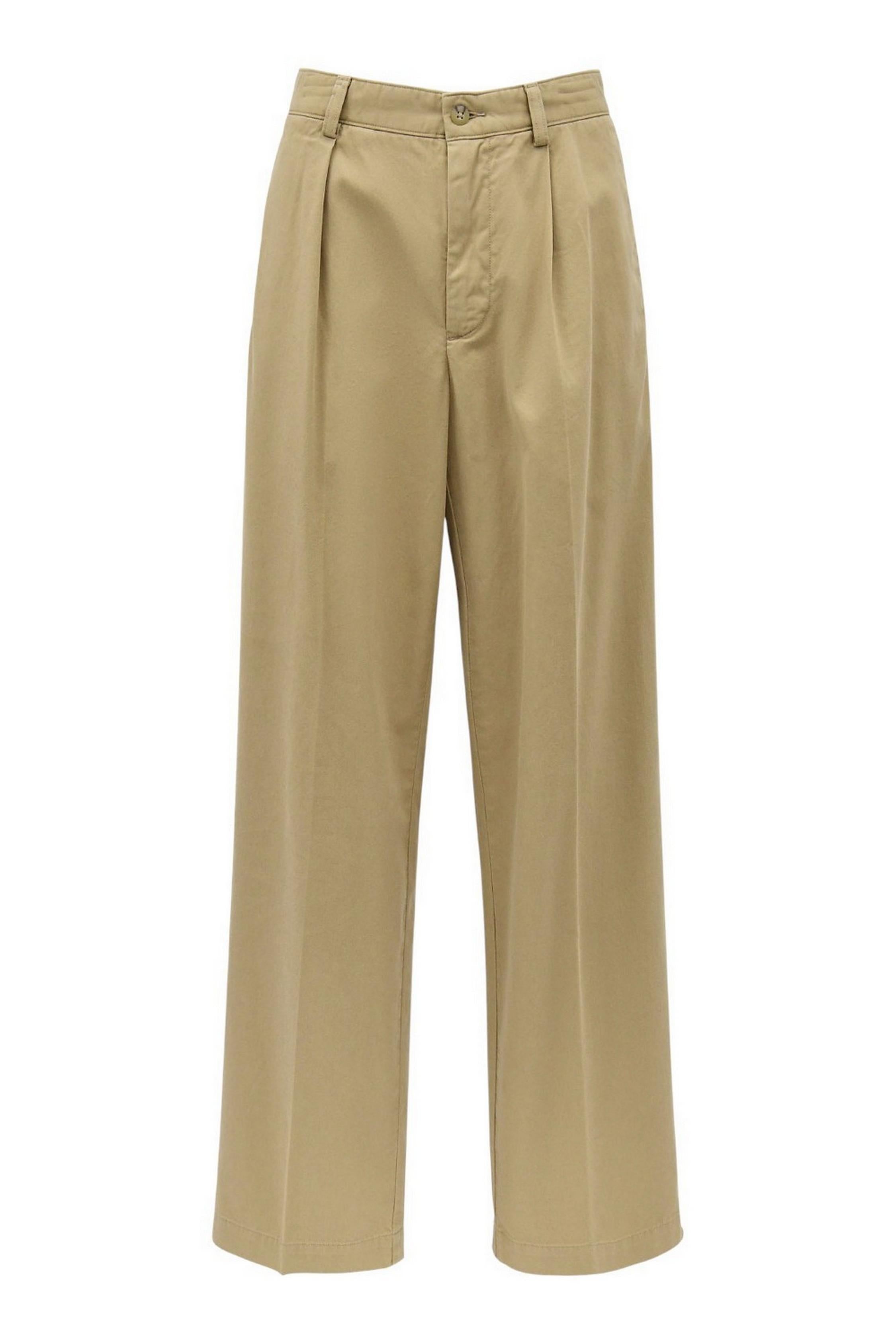 pantalone donna con pinces beige
