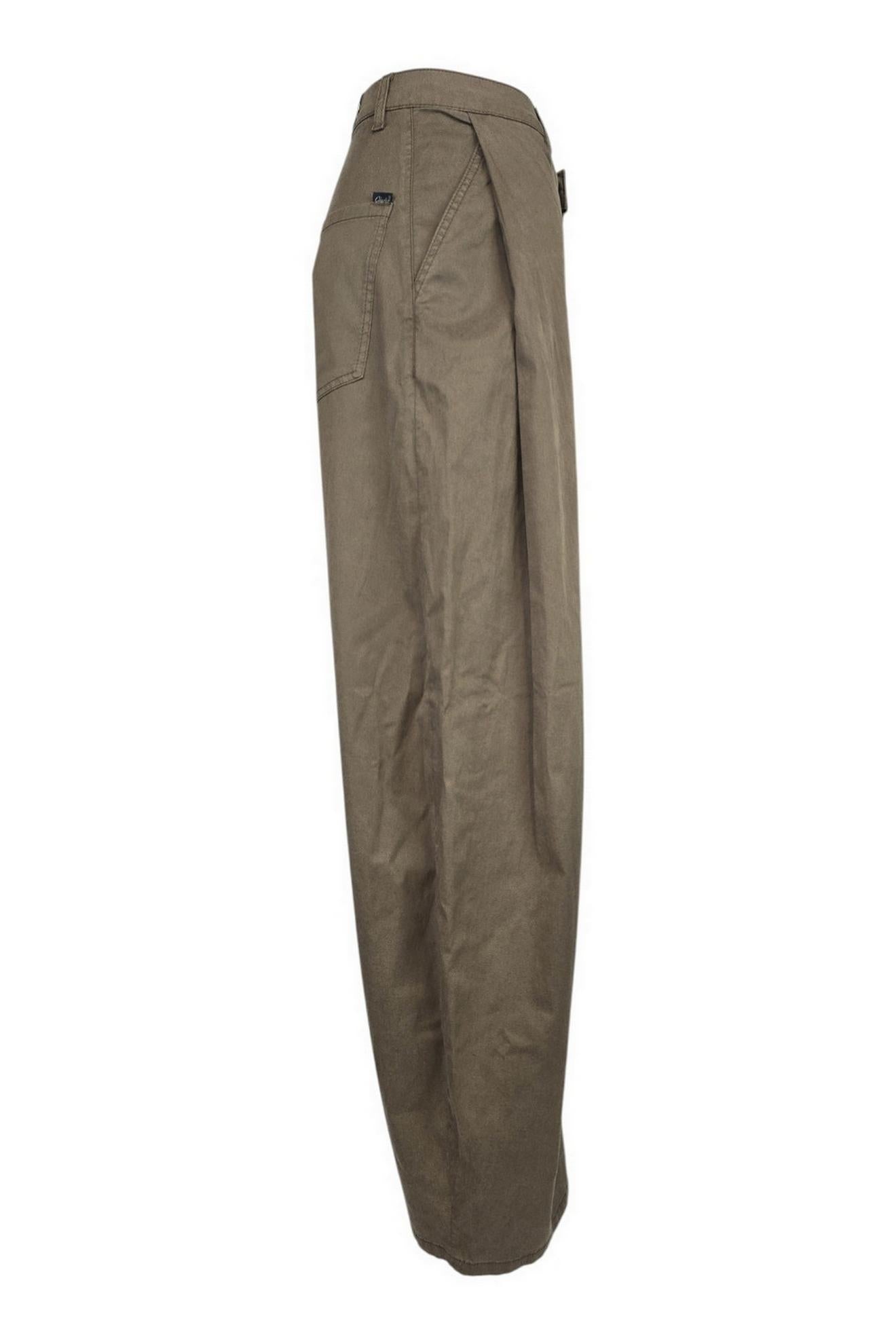 pantalone donna largo con pinces marrone