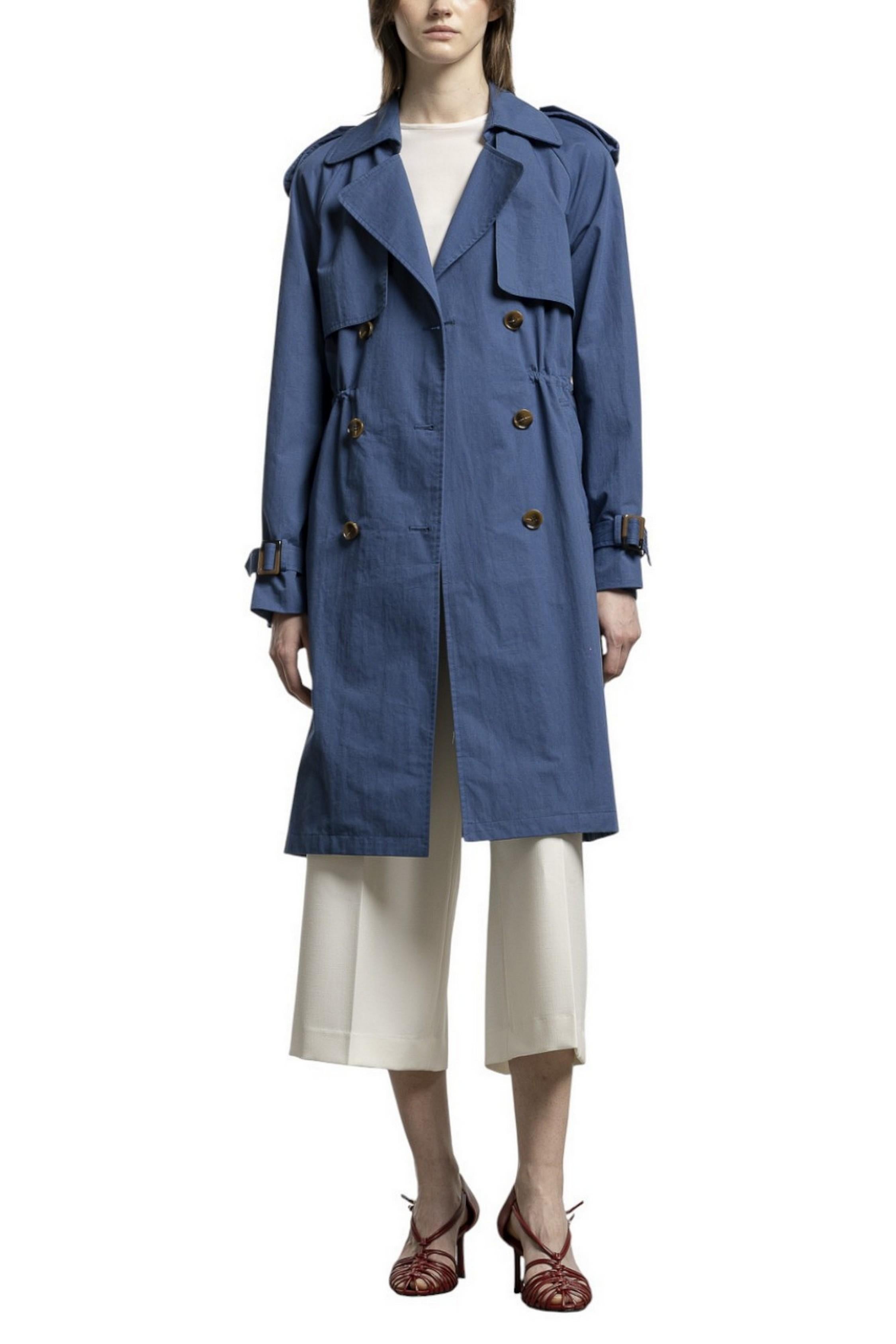 trench donna in cotone tecnico azzurro