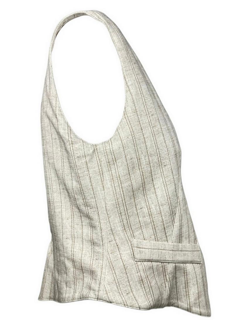 gilet donna gessato avorio ne beige