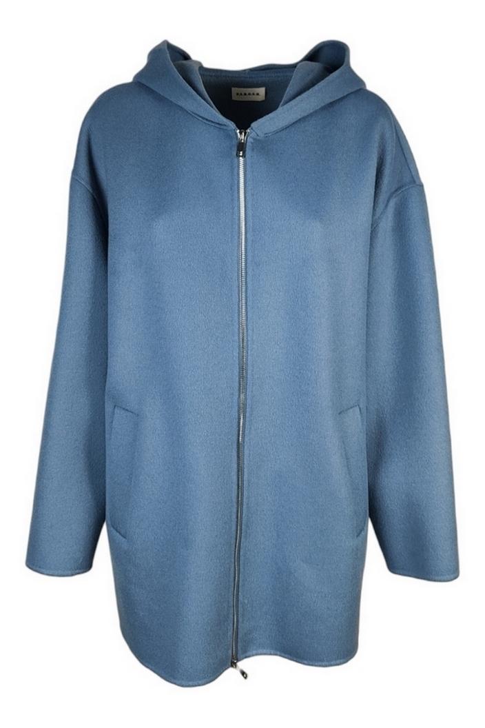 Giaccone donna azzurro in lana double