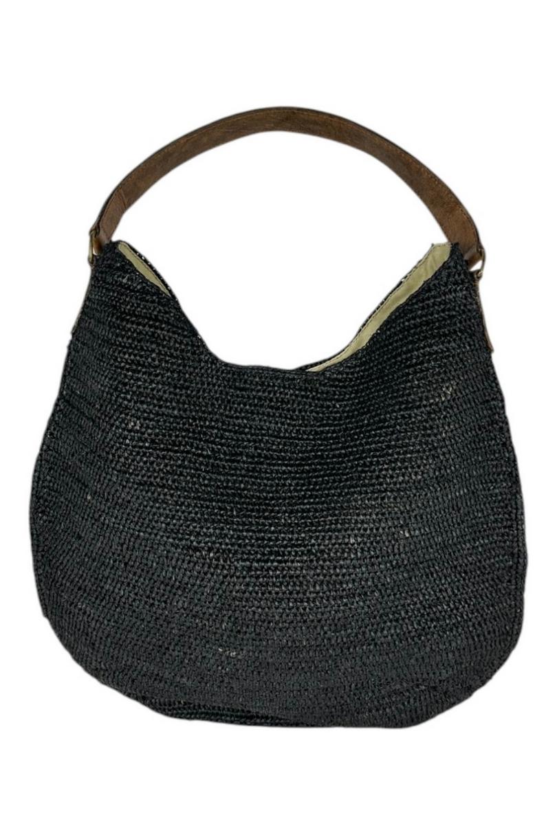 borsa donna Meva in rafia nero