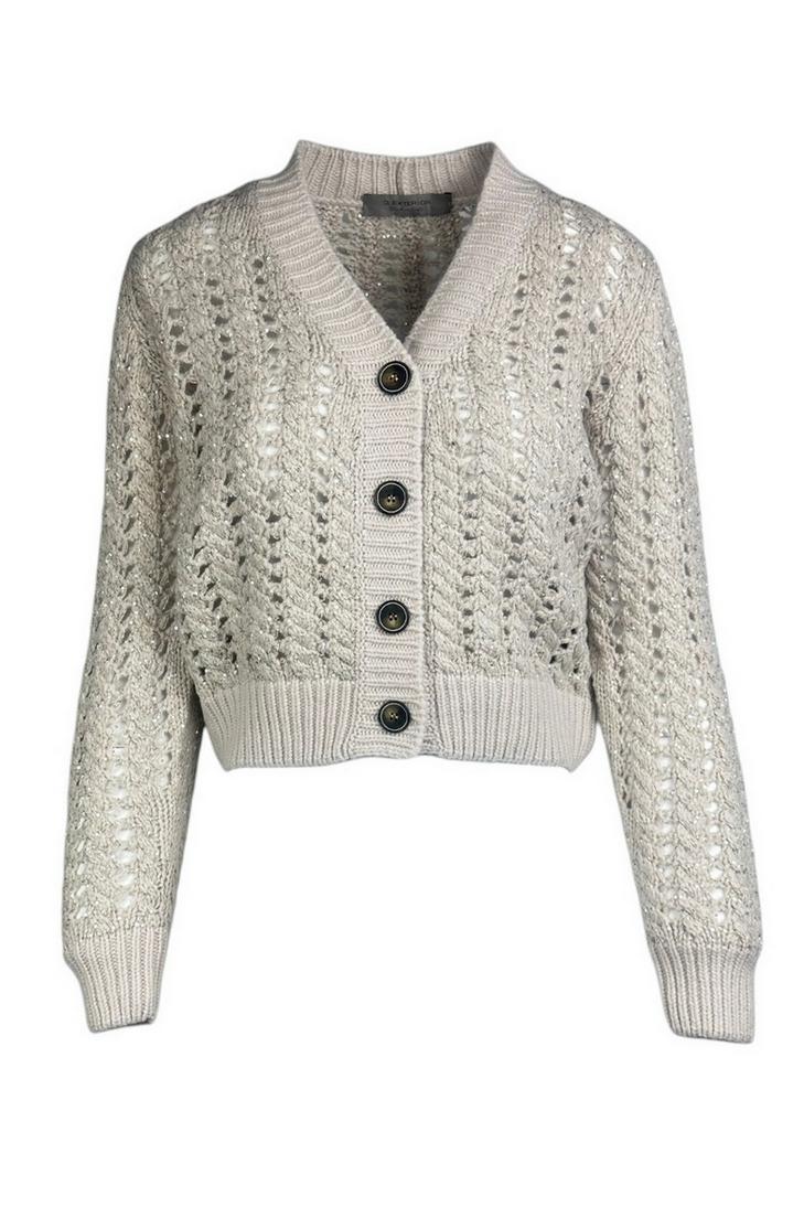 cardigan donna lavorazione rete grigio
