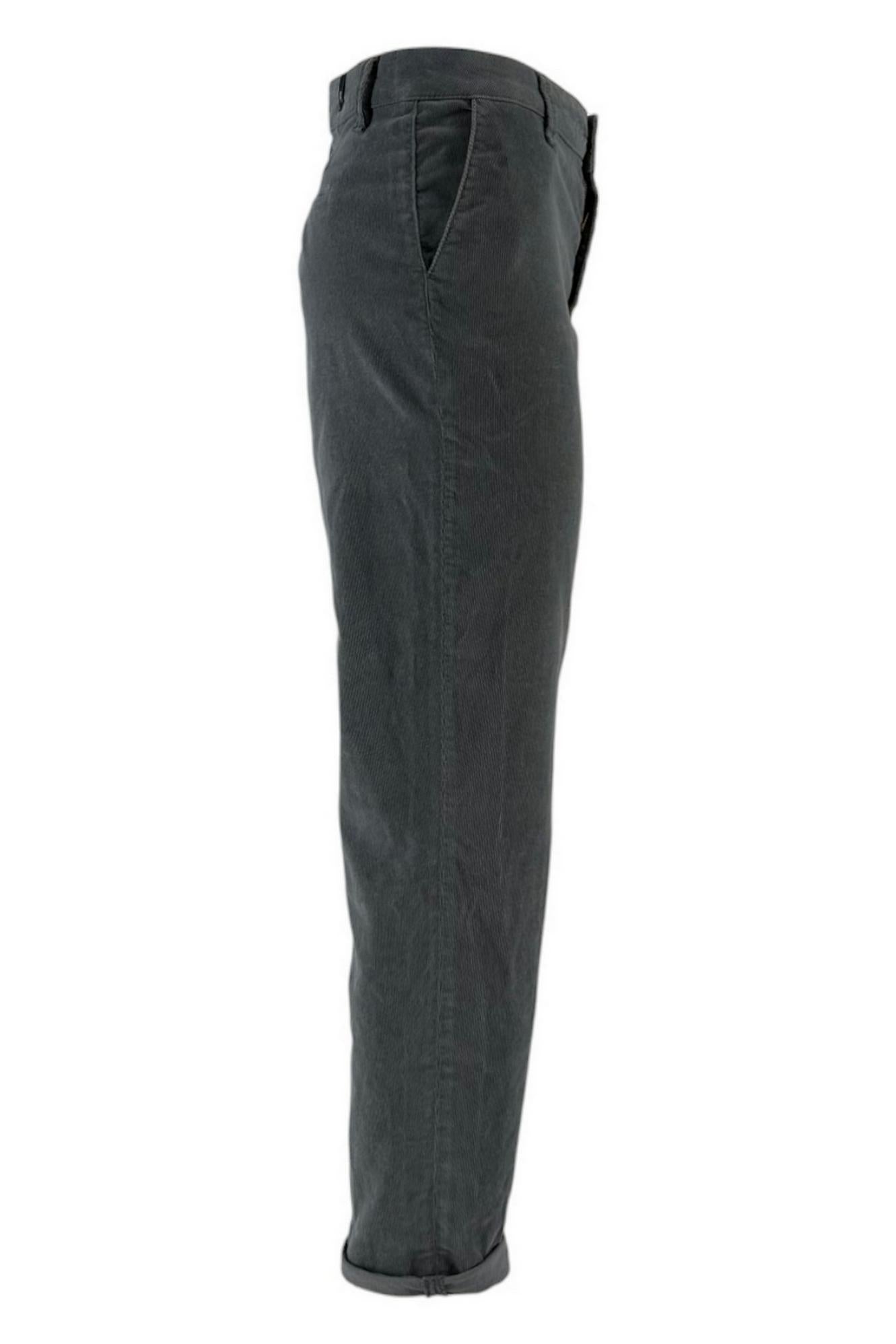Pantalone donna con tasca all'americana in velluto grigio
