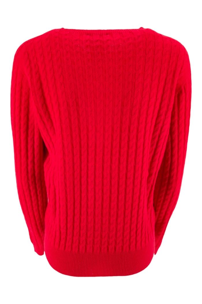 maglia donna a trecce rosso