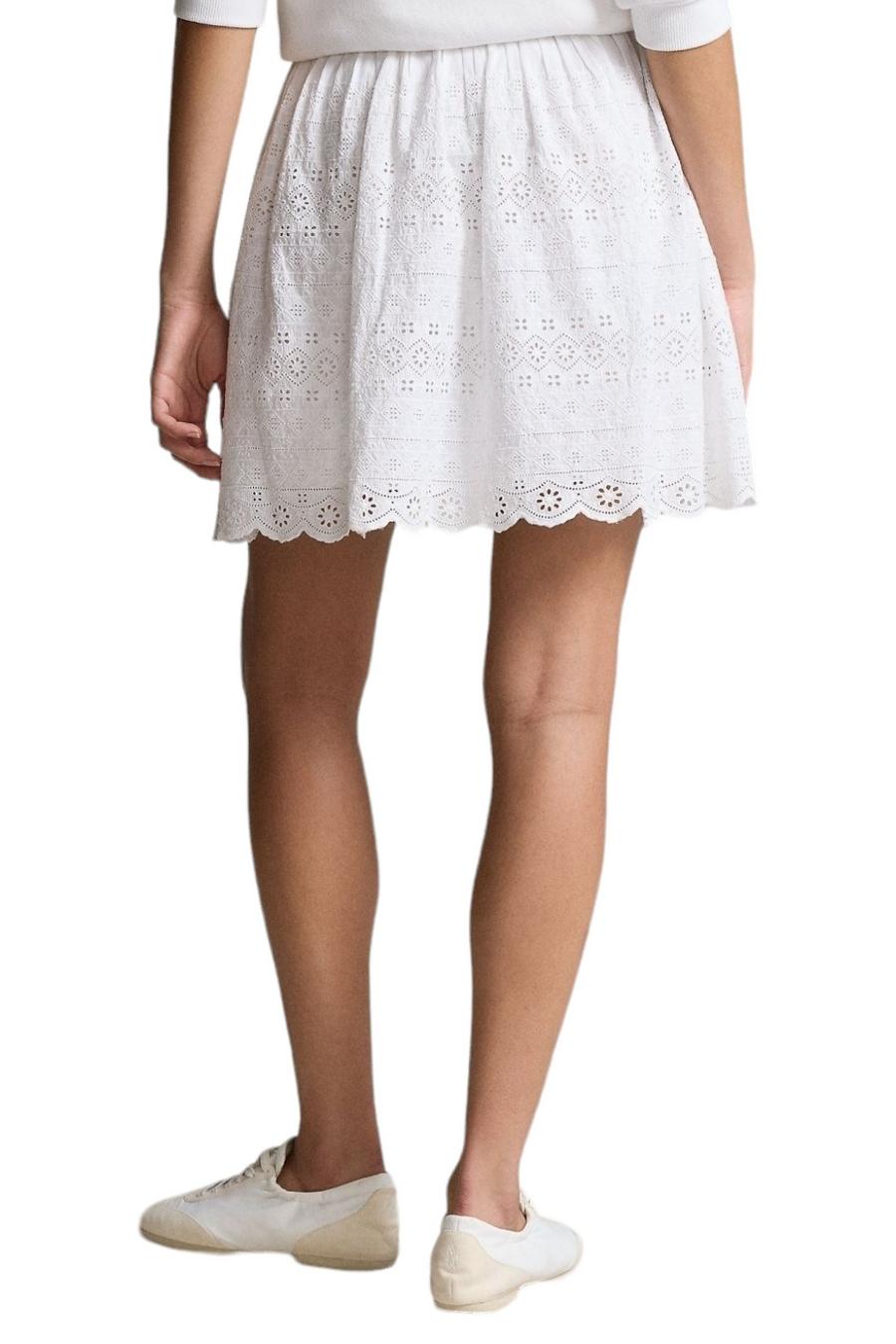 gonna donna corta in sangallo bianco