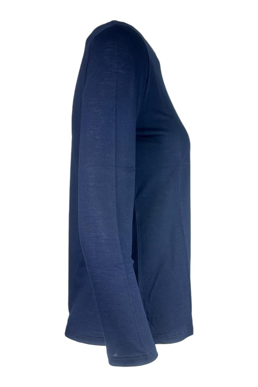 t-shirt donna manica 3/4 dettagli lurex blu