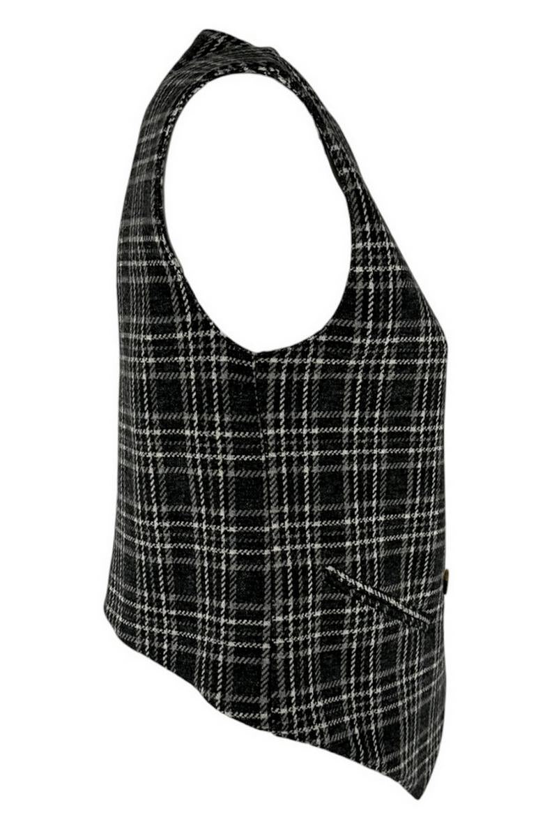 Gilet donna doppiopetto fantasia galles bianco e nero