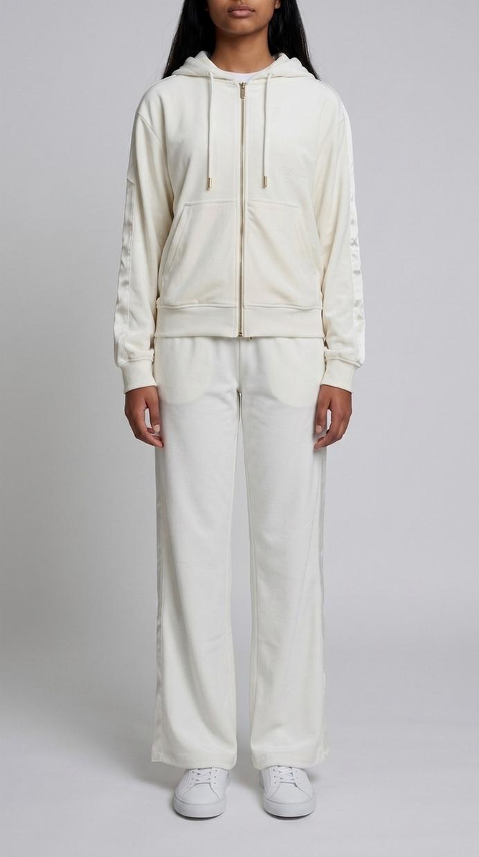 pantalone donna largo in modall con banda in raso latte