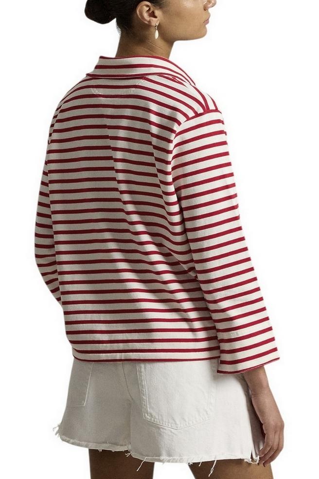 felpa donna a righe bianco e rosso