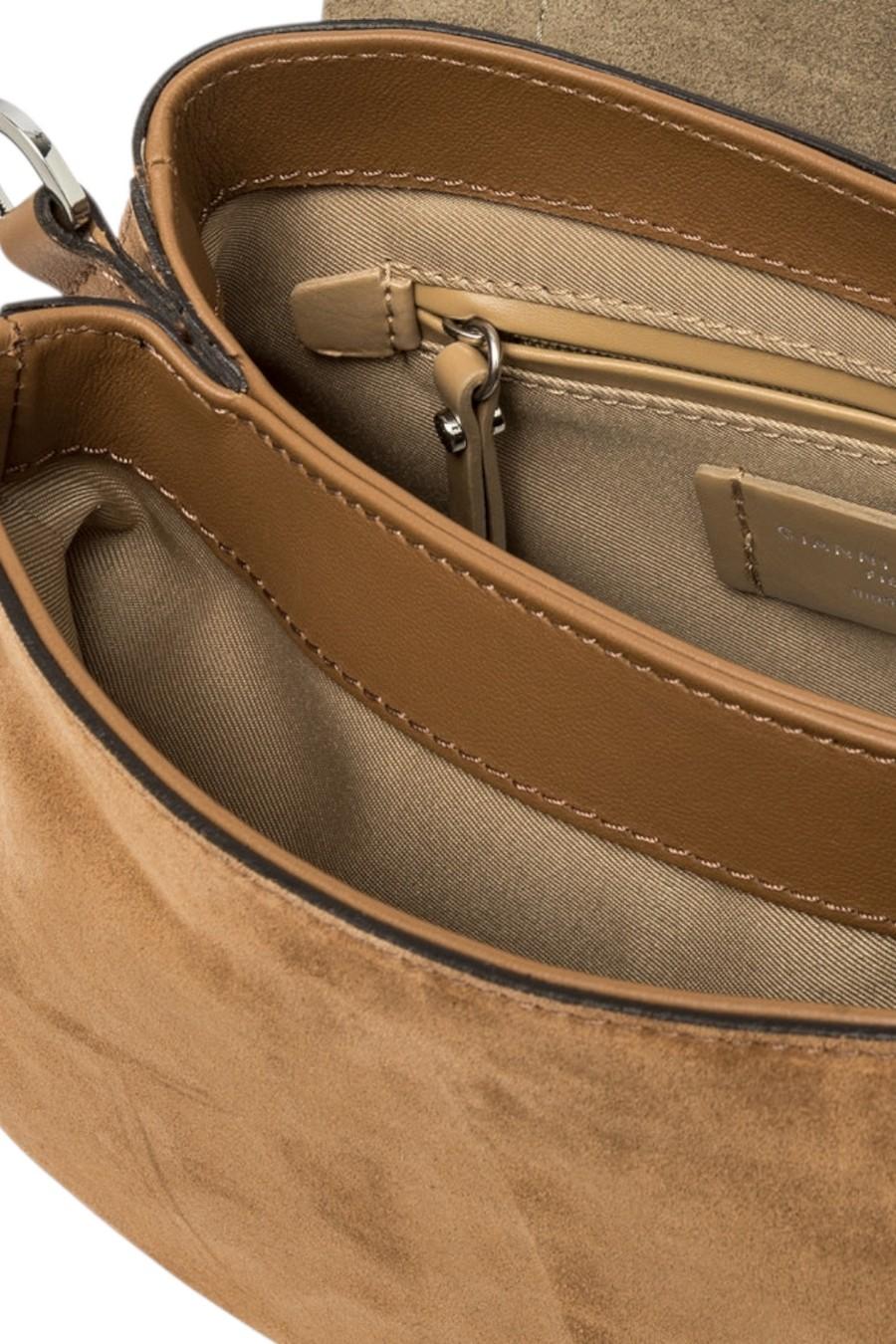 borsa donna helena round in camoscio borchiato cuoio