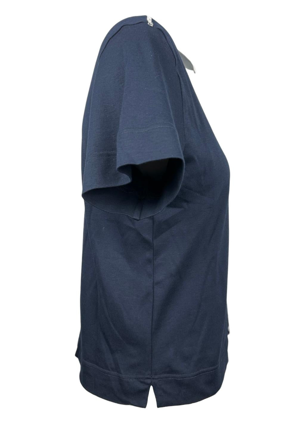 polo donna con collo a contrasto blu e bianca