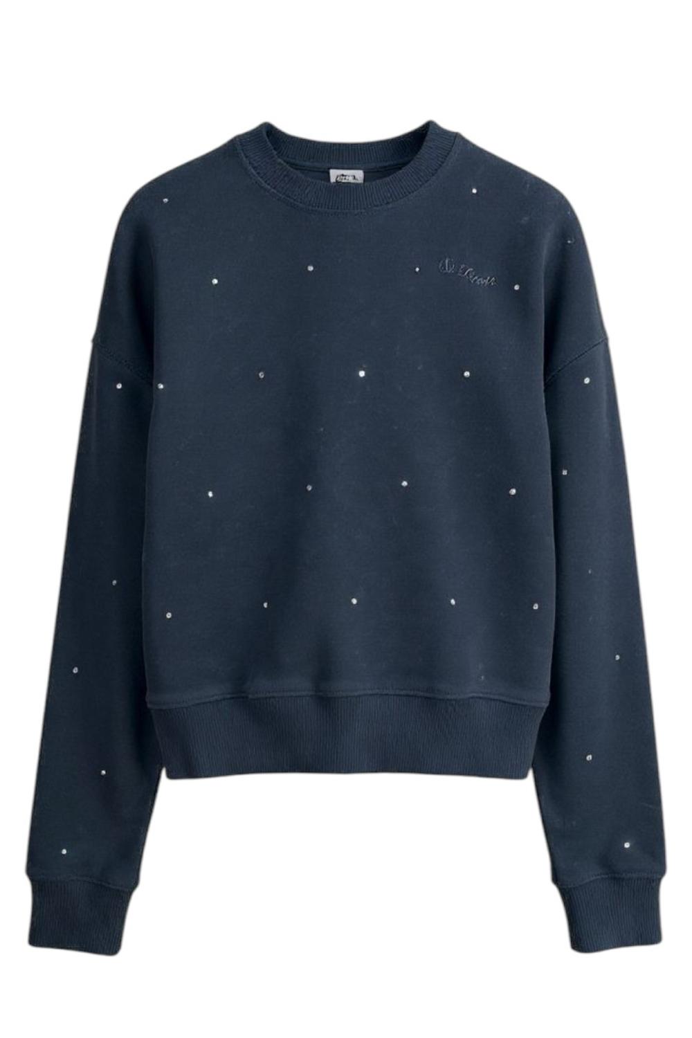 felpa donna nero con strass