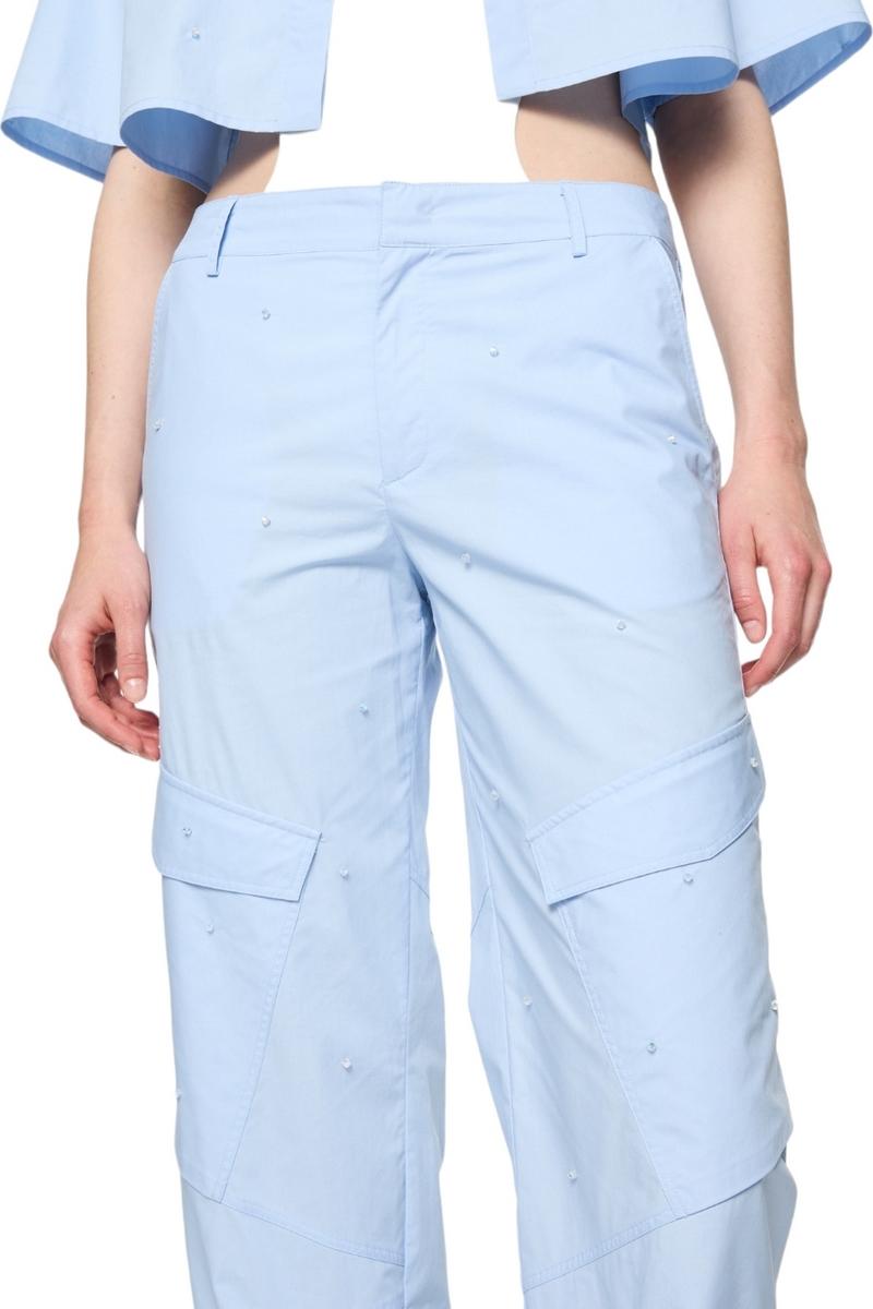 Pantalone donna con strass modello cargo azzurro