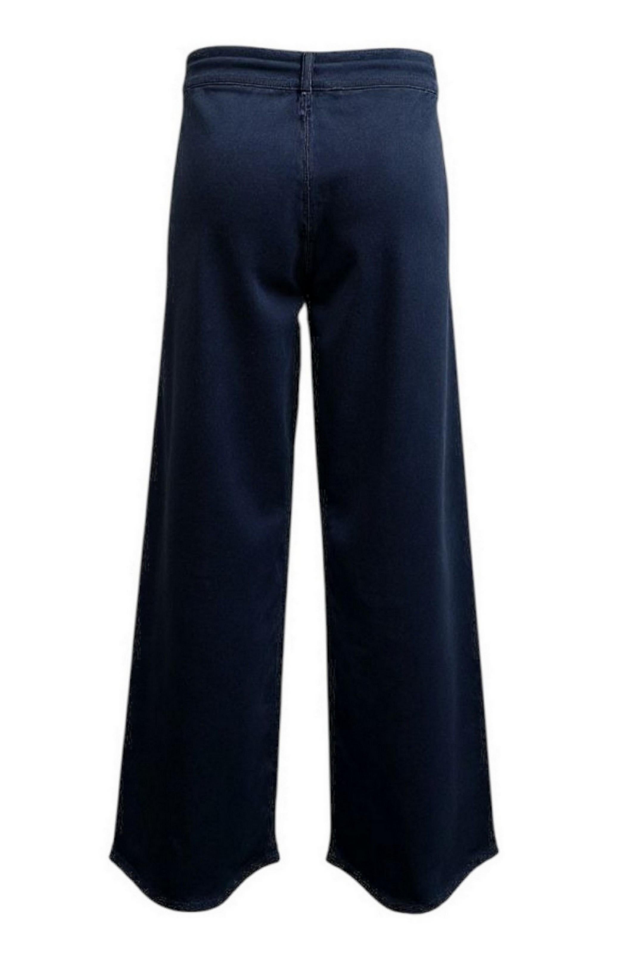 pantalone donna largo in maglia blu