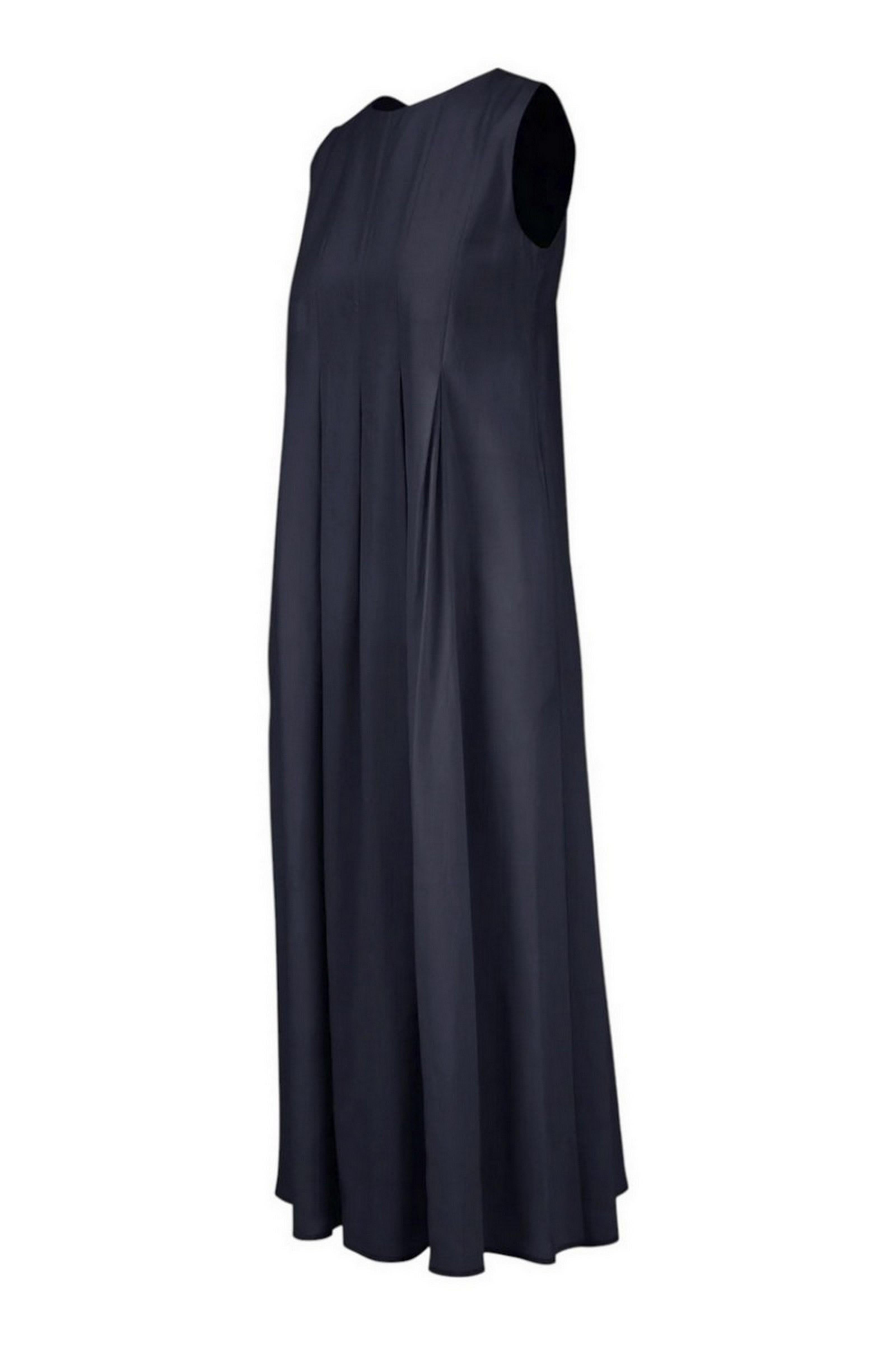 abito donna a pieghe in lyocell blu