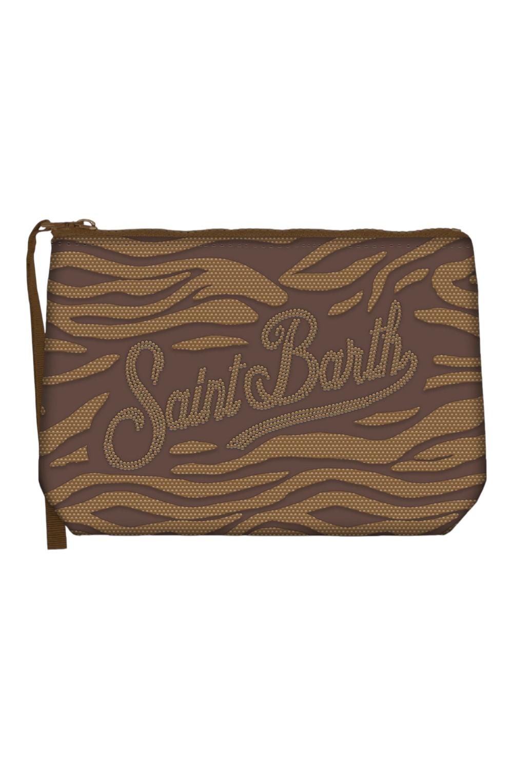 trousse donna aline fantasia zebrata marrone e nero