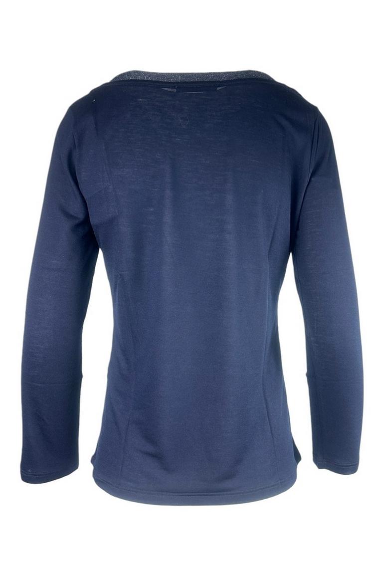 t-shirt donna manica 3/4 dettagli lurex blu