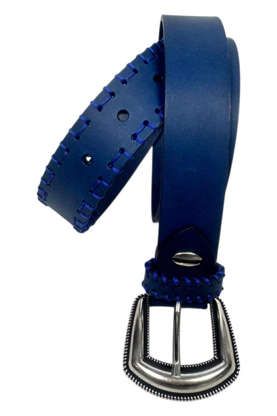 cintura donna blu con impunture