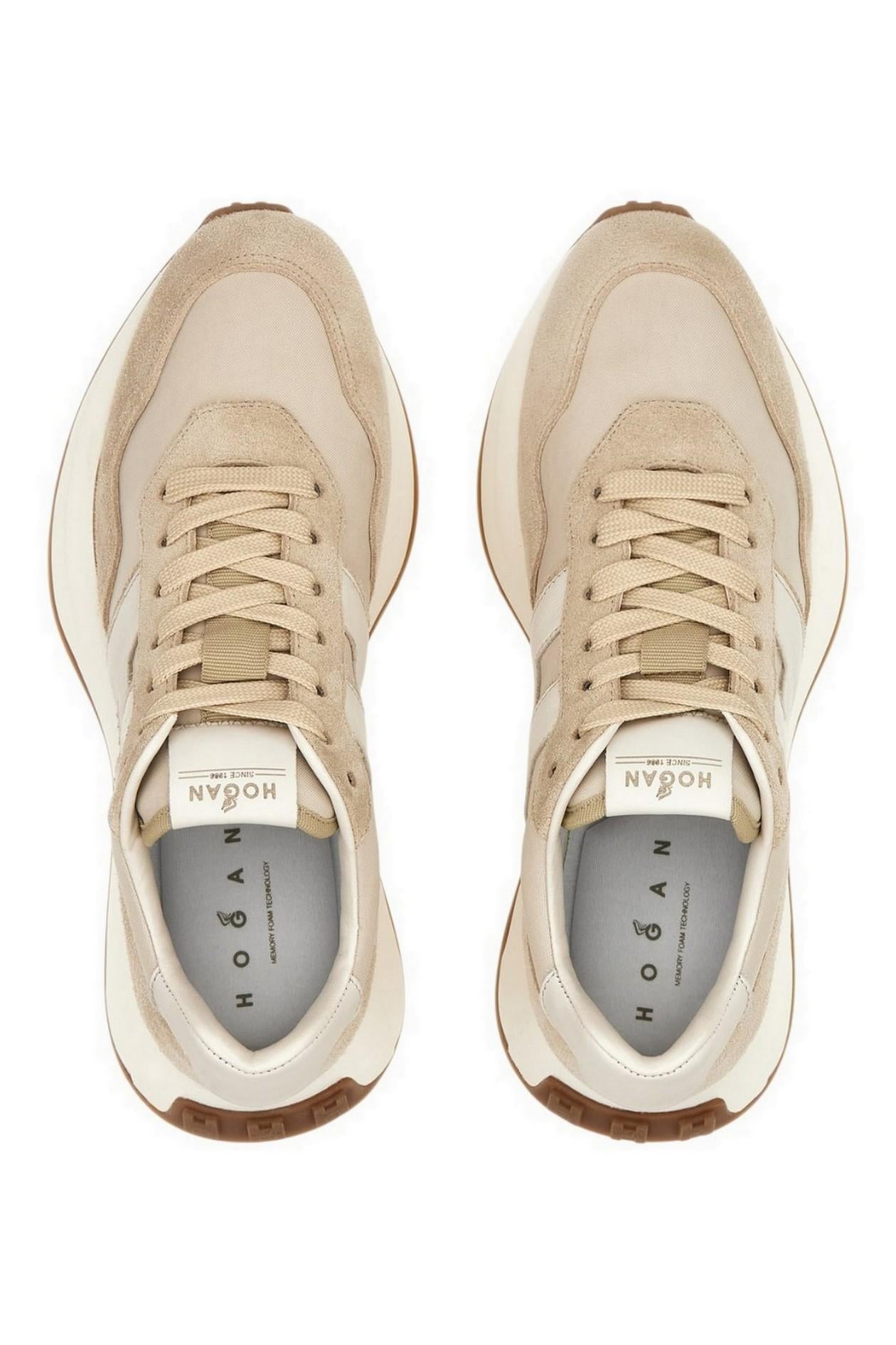 sneakers donna H641 beige e bianco