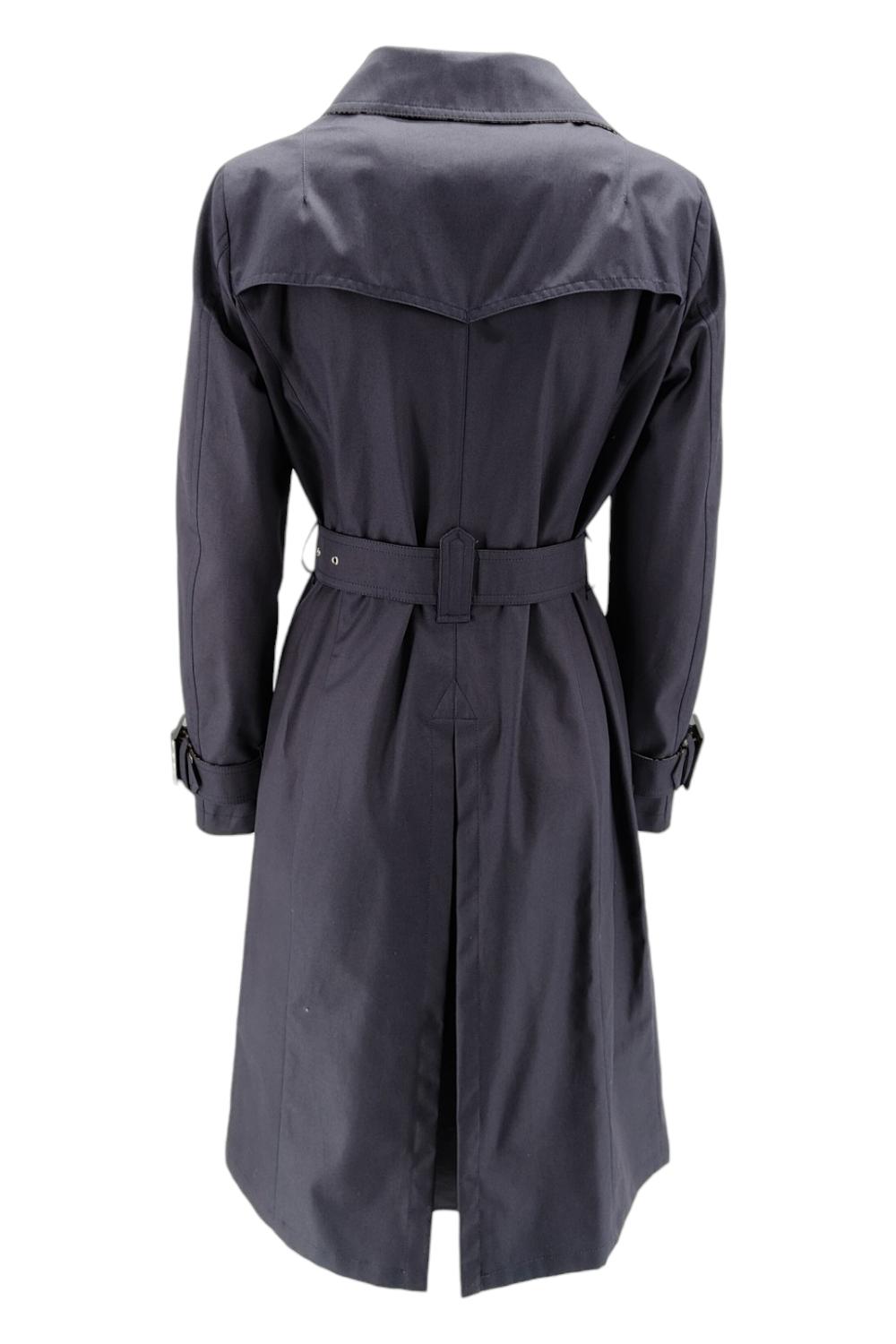 Trench donna blu con cintura logata