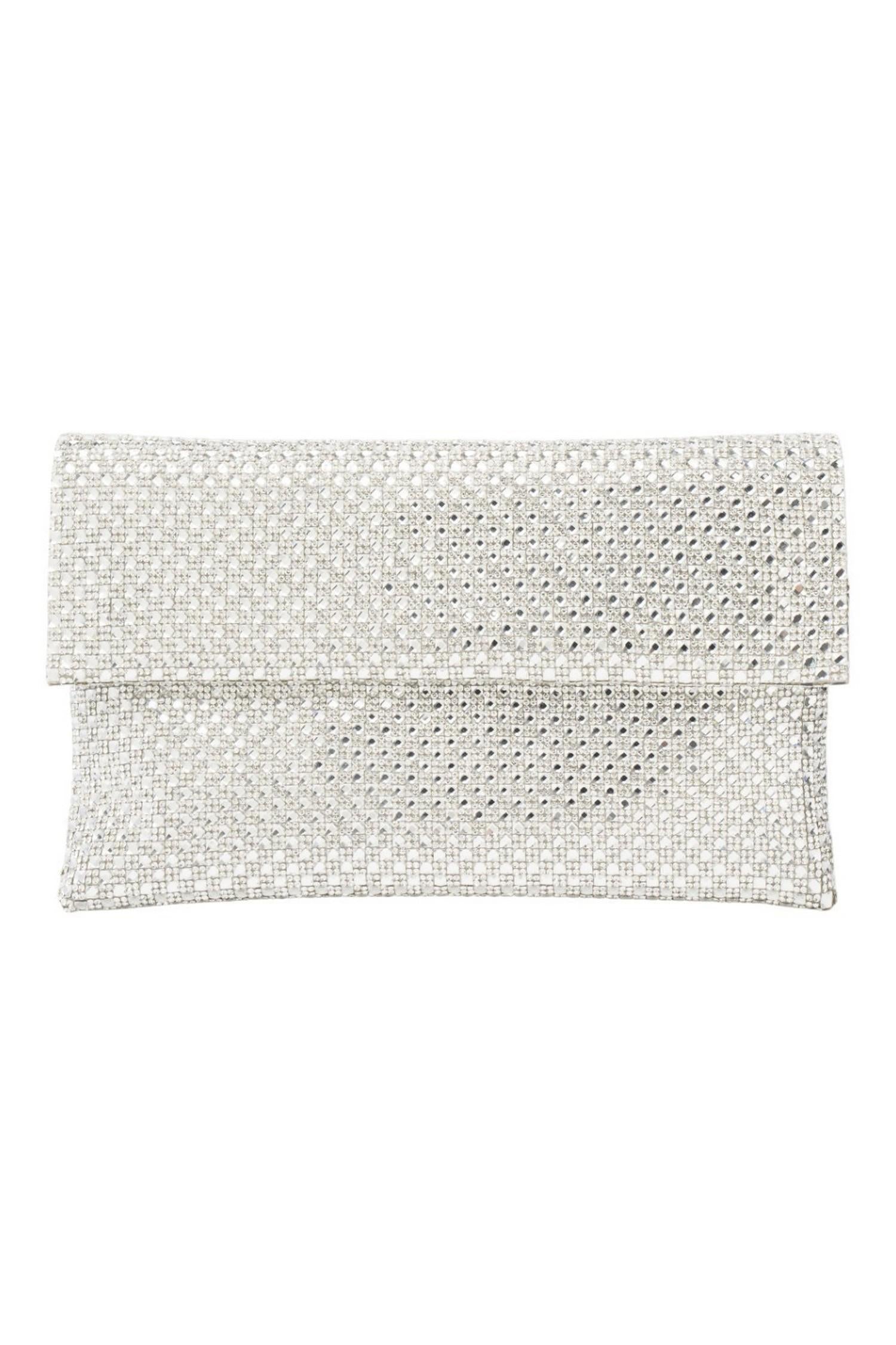 pochette donna con strass argento