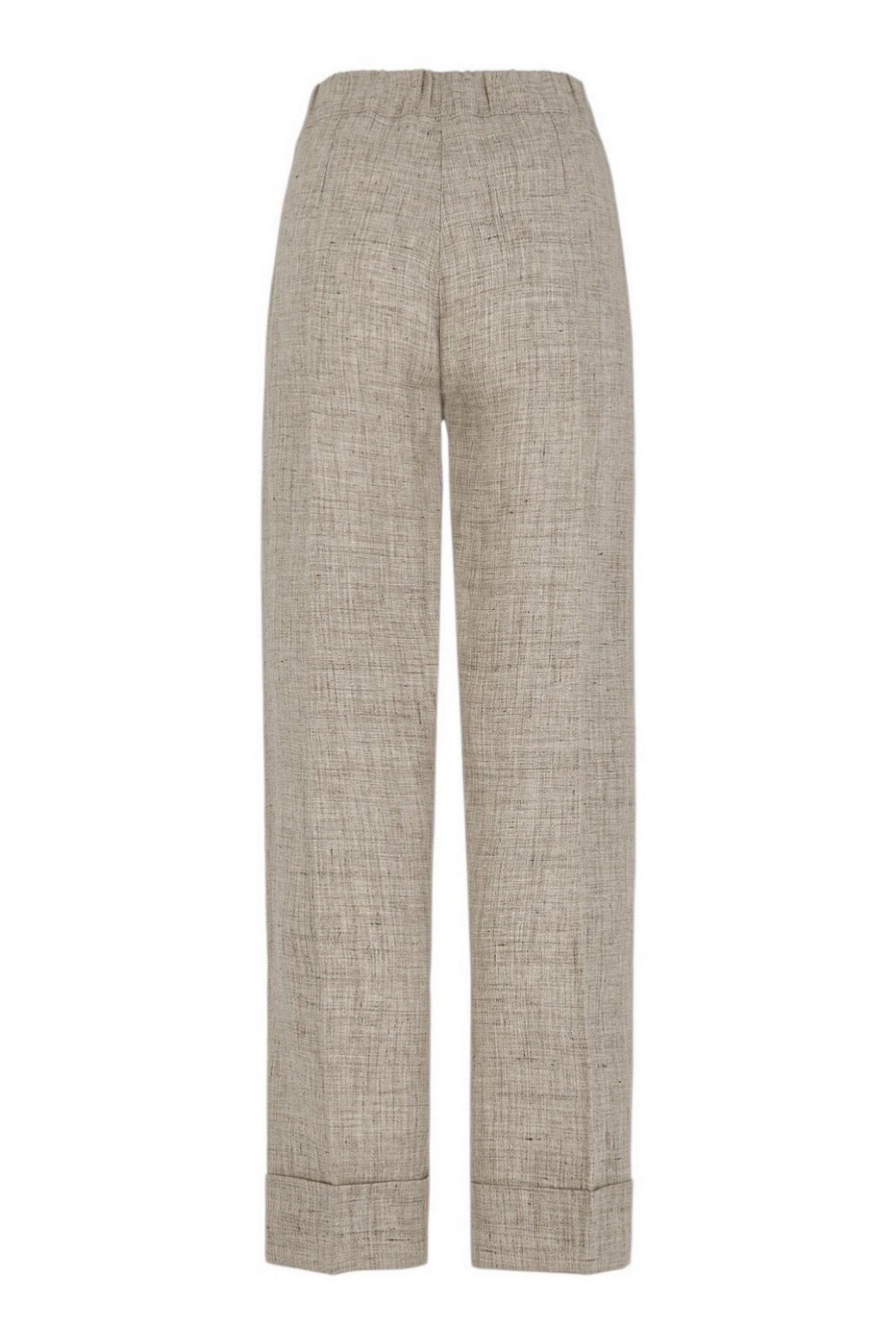 pantalone donna in lino beige