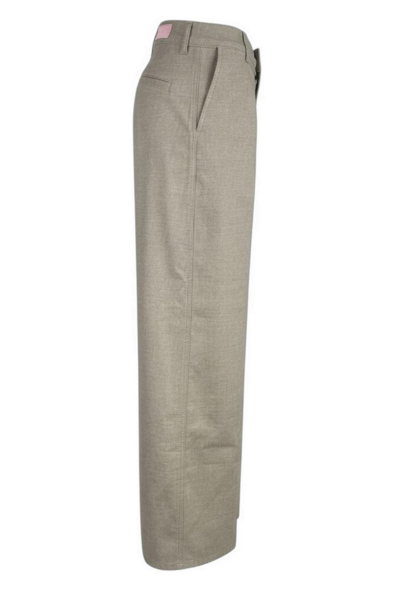 pantalone donna largo in flanella beige