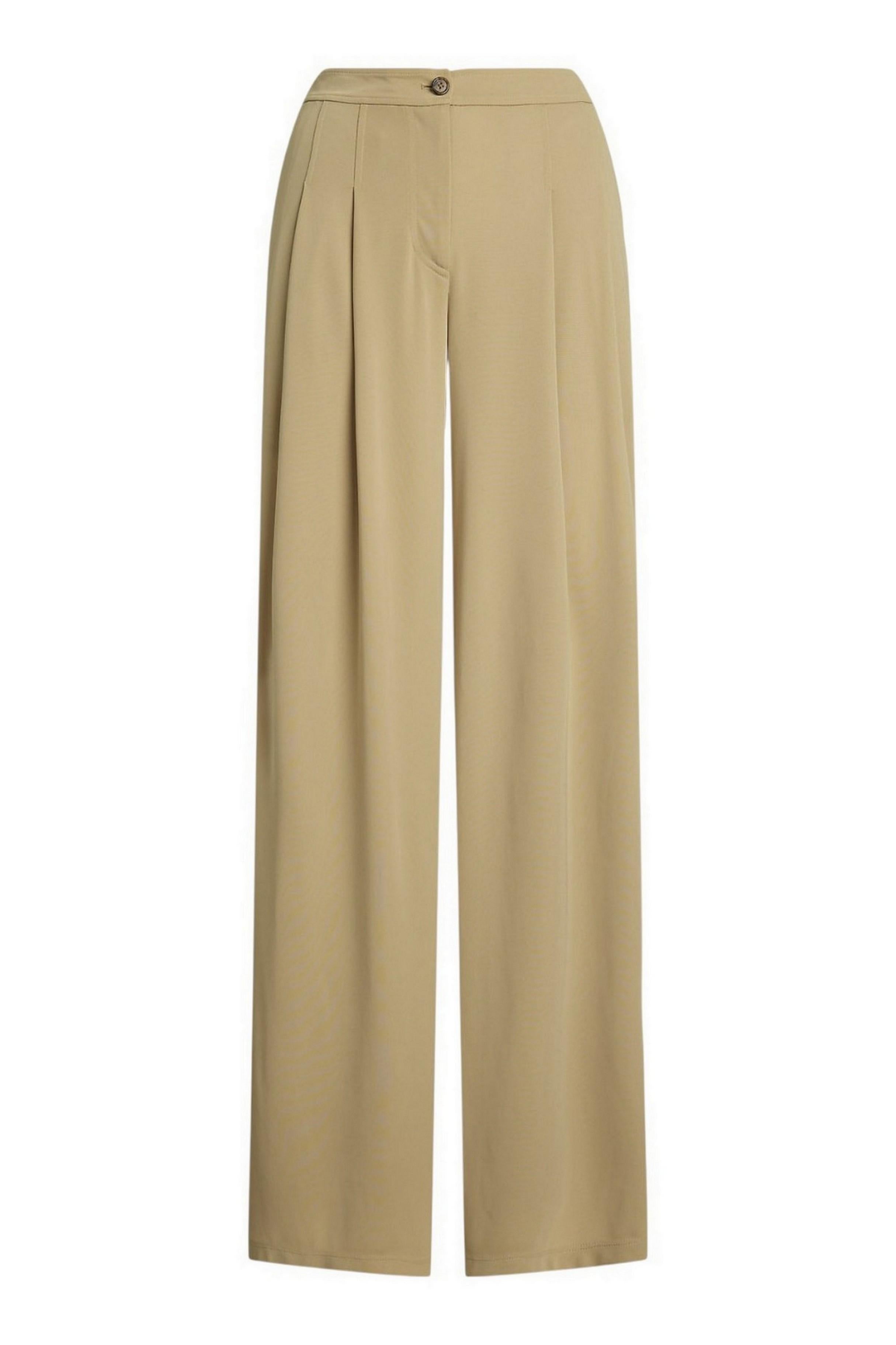 pantalone donna largo con pinces cammello
