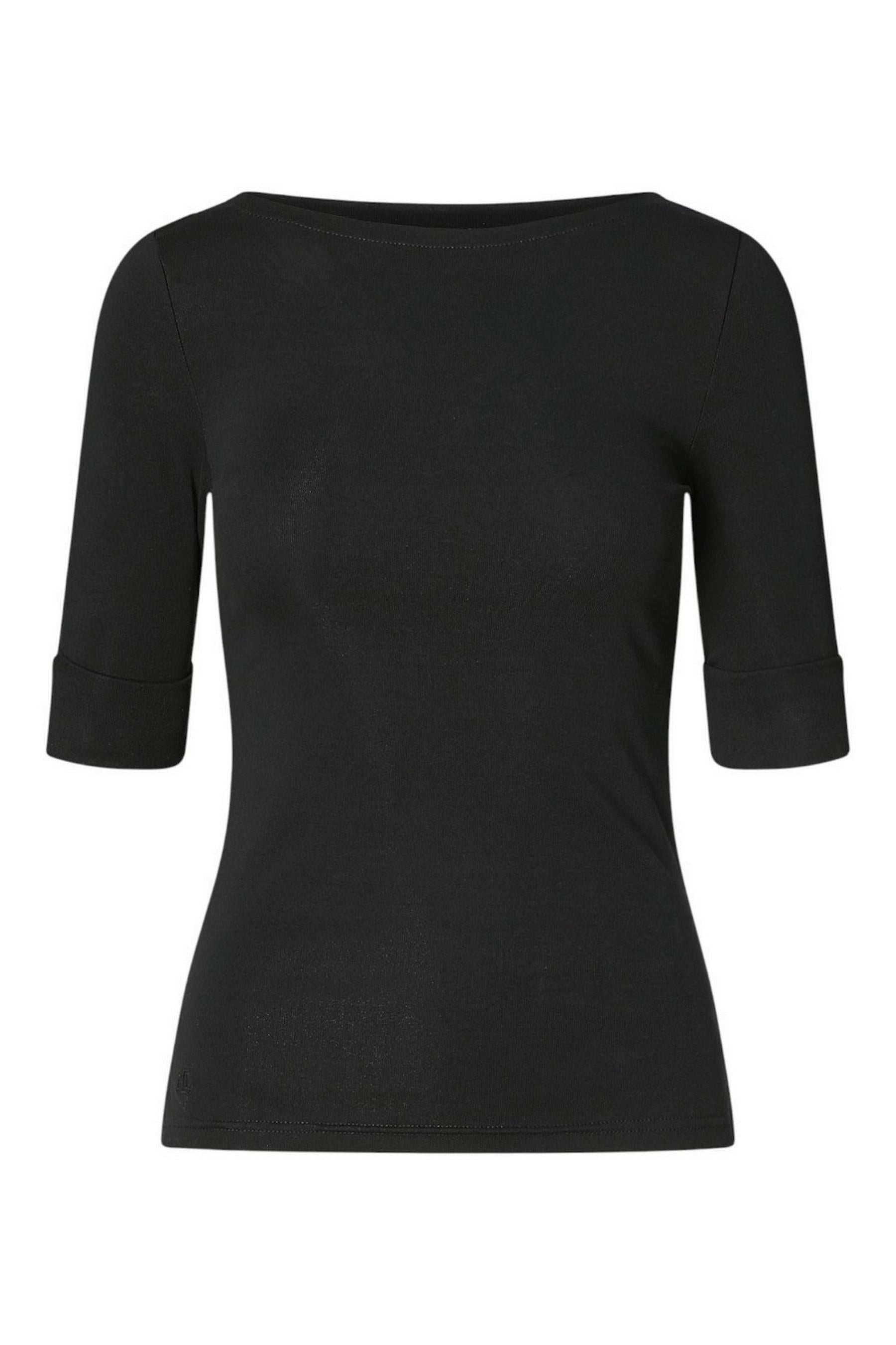 t-shirt donna nero con scollo a barca