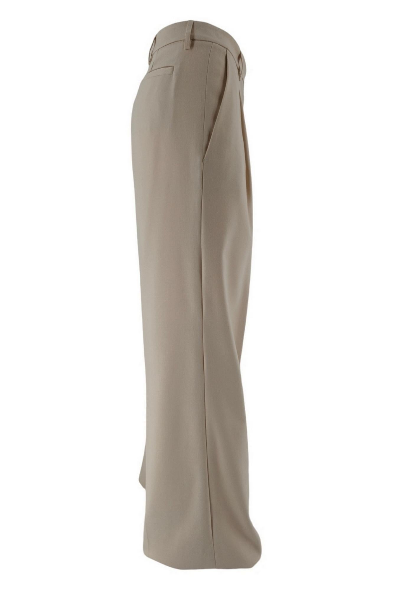 pantalone largo con pinces avorio