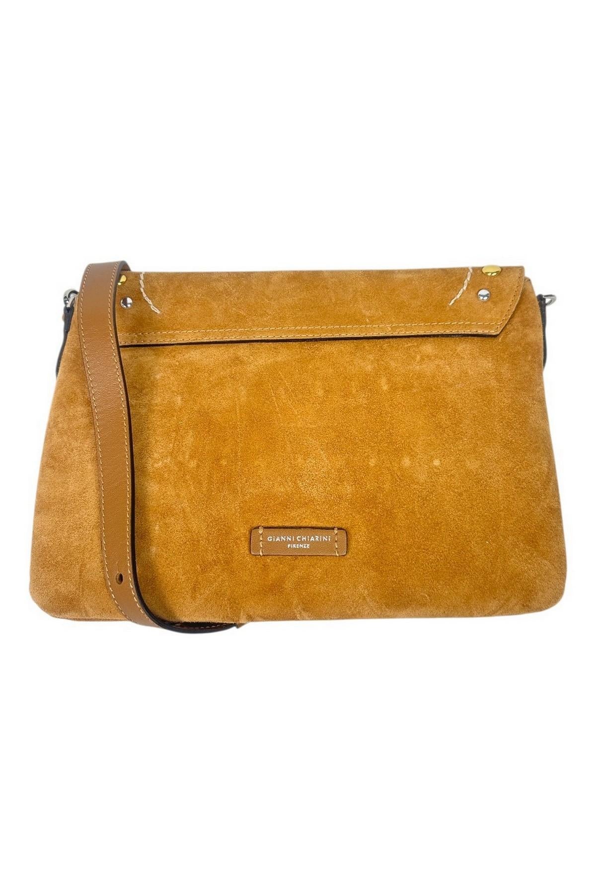 borsa donna elisa in camoscio borchiato cuoio