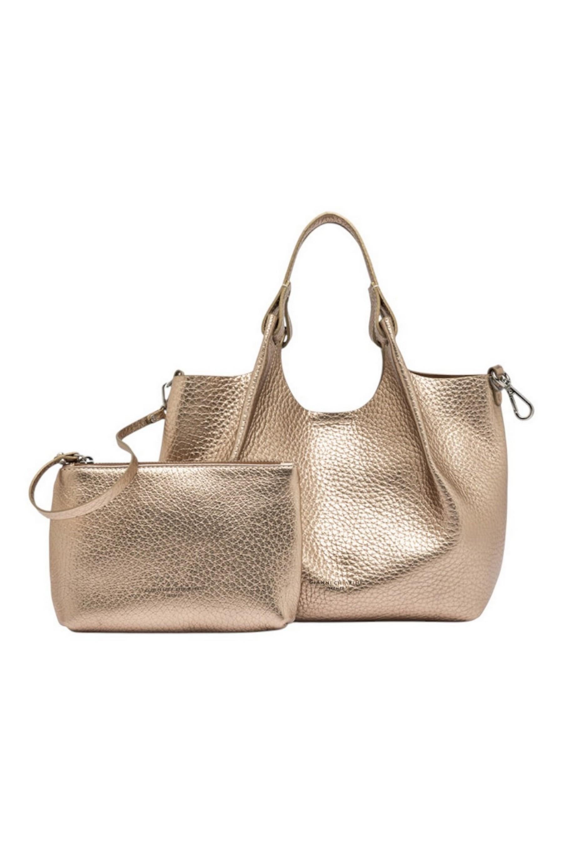 borsa donna dua media in pelle oro