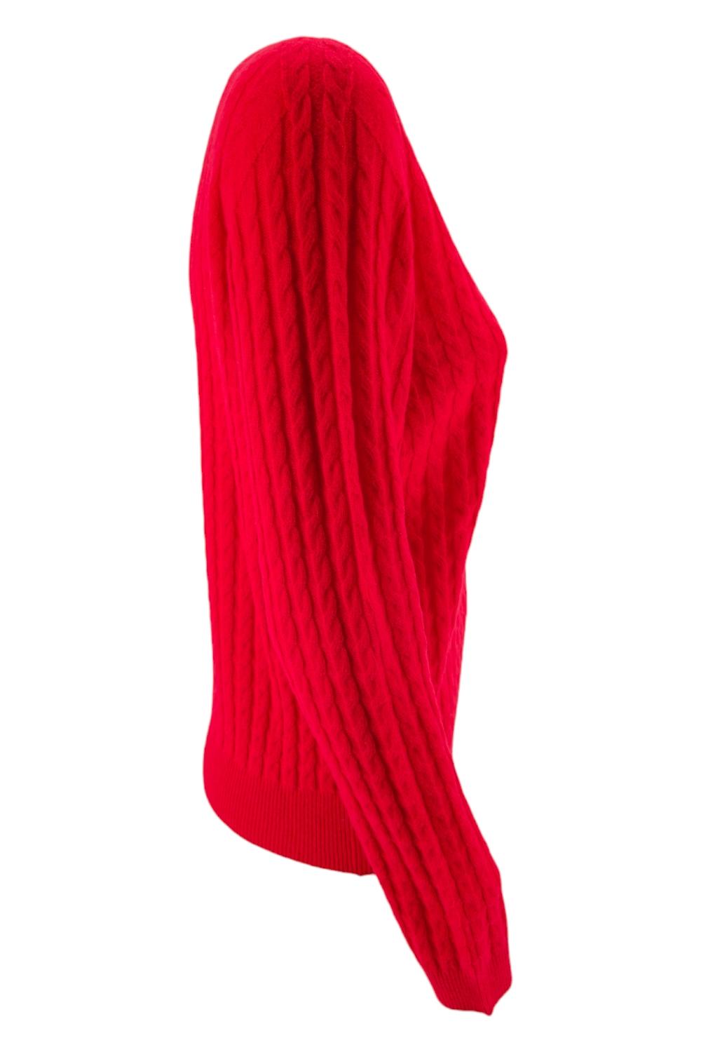 maglia donna a trecce rosso