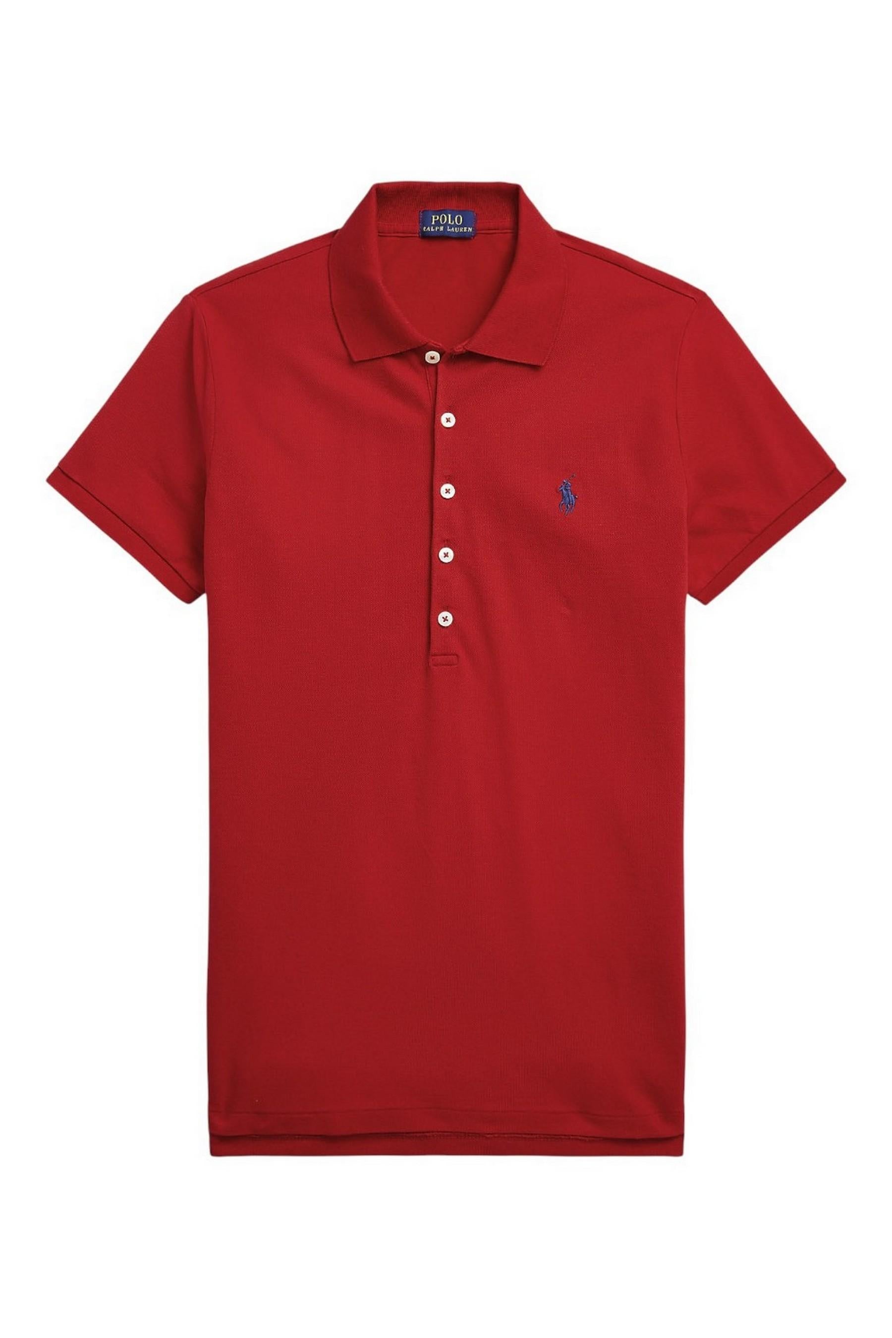 polo donna con abbottonatura lunga rosso