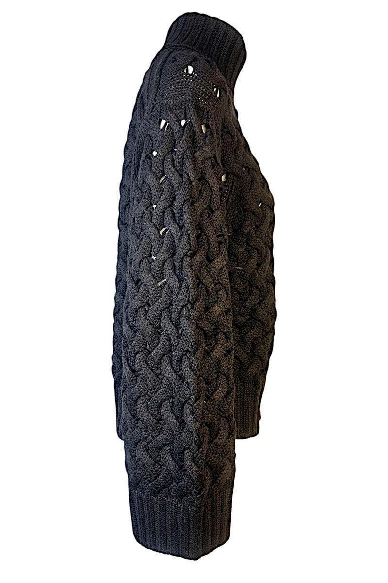 maglia donna traforata marrone