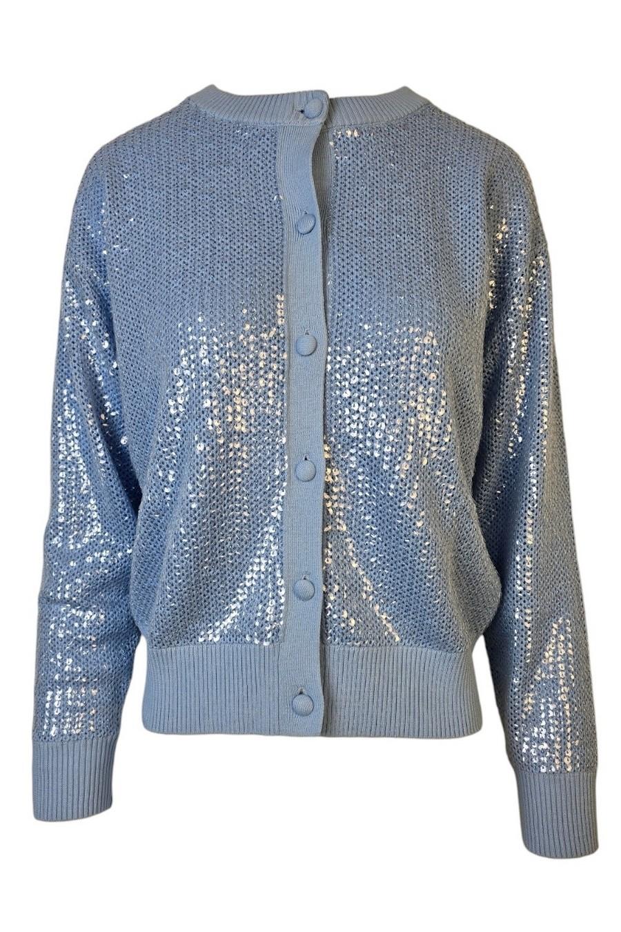 cardigan donna azzurro in cotone e paillettes