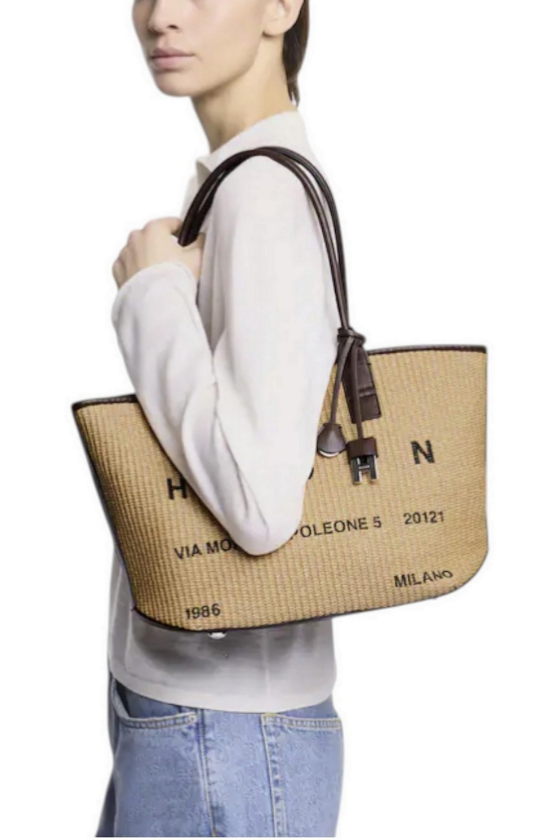 Borsa donna Hogan Address Piccola<BR/>Marrone Avorio