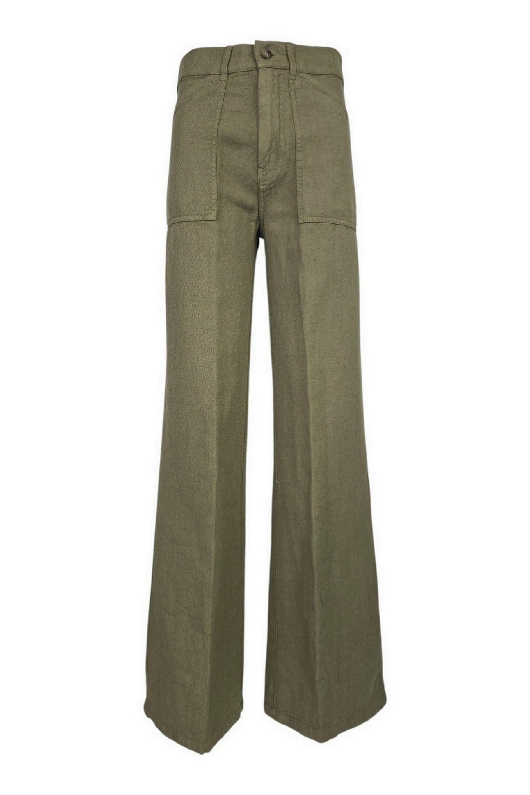 pantalone donna in drill di cotone olio