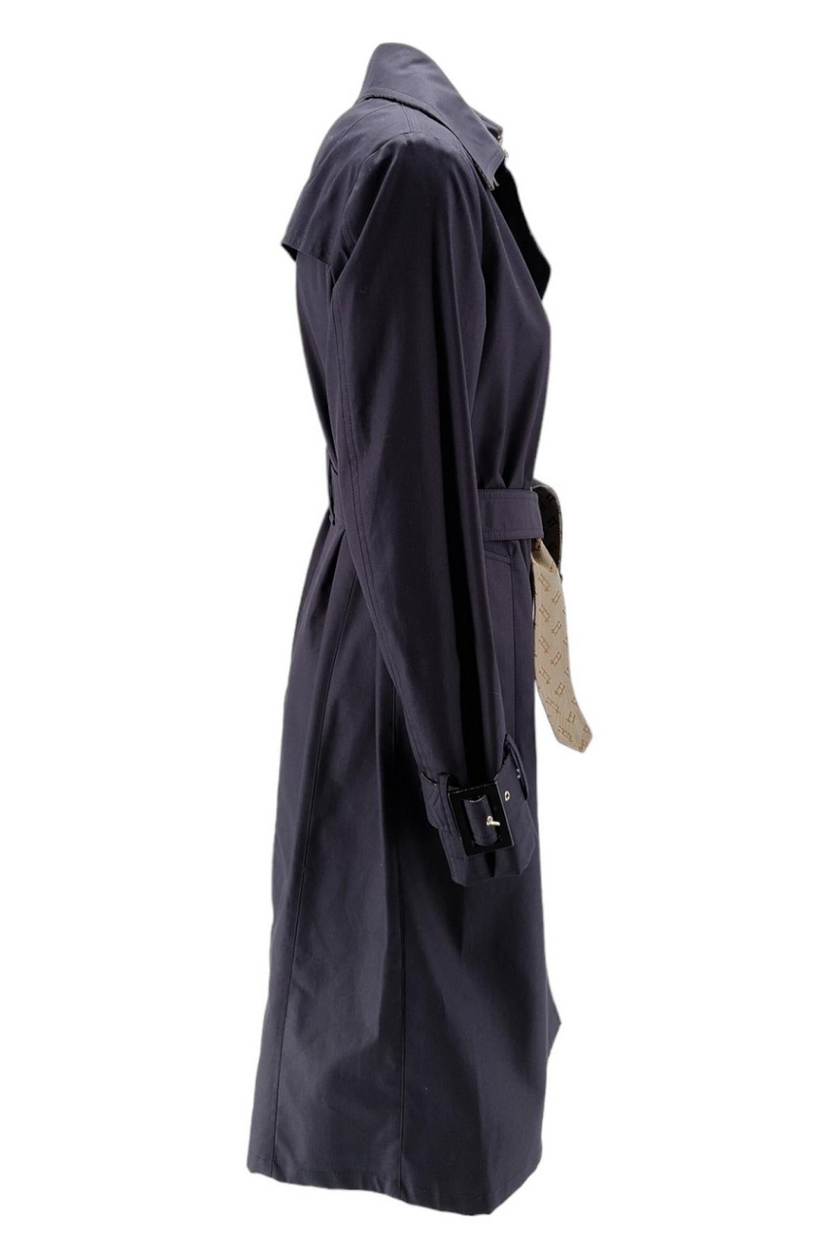 Trench donna blu con cintura logata