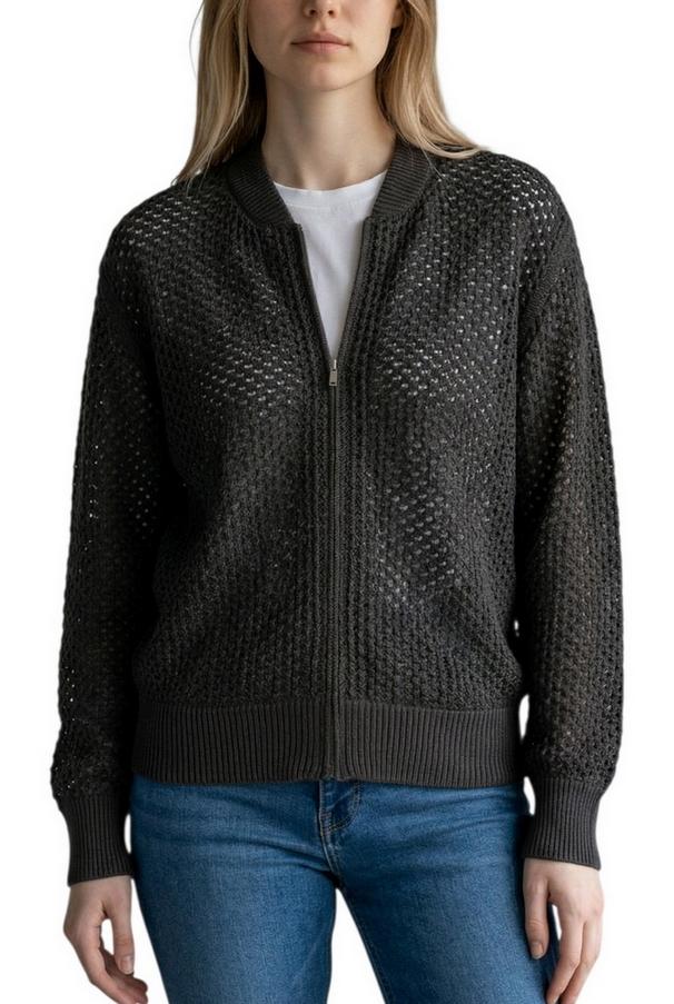 bomber donna traforato marrone