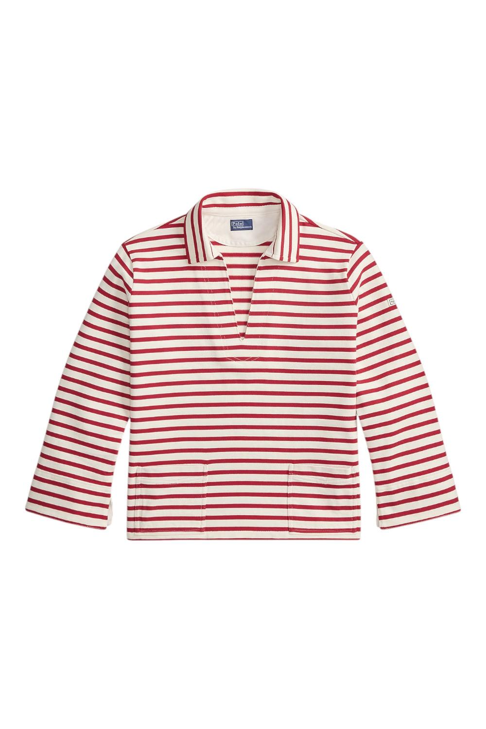 felpa donna a righe bianco e rosso