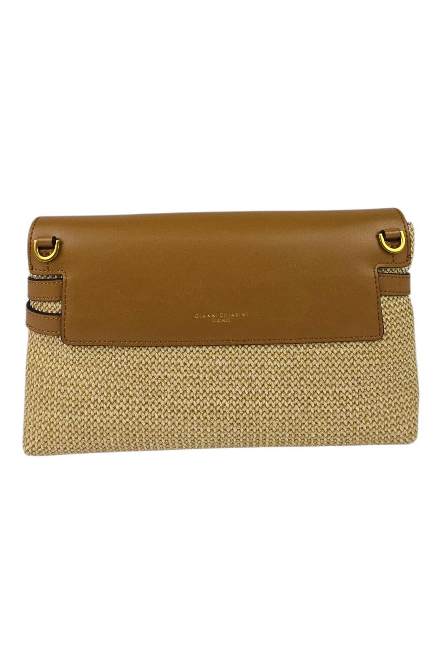 borsa donna belty in rafia e pelle naturale e cuoio