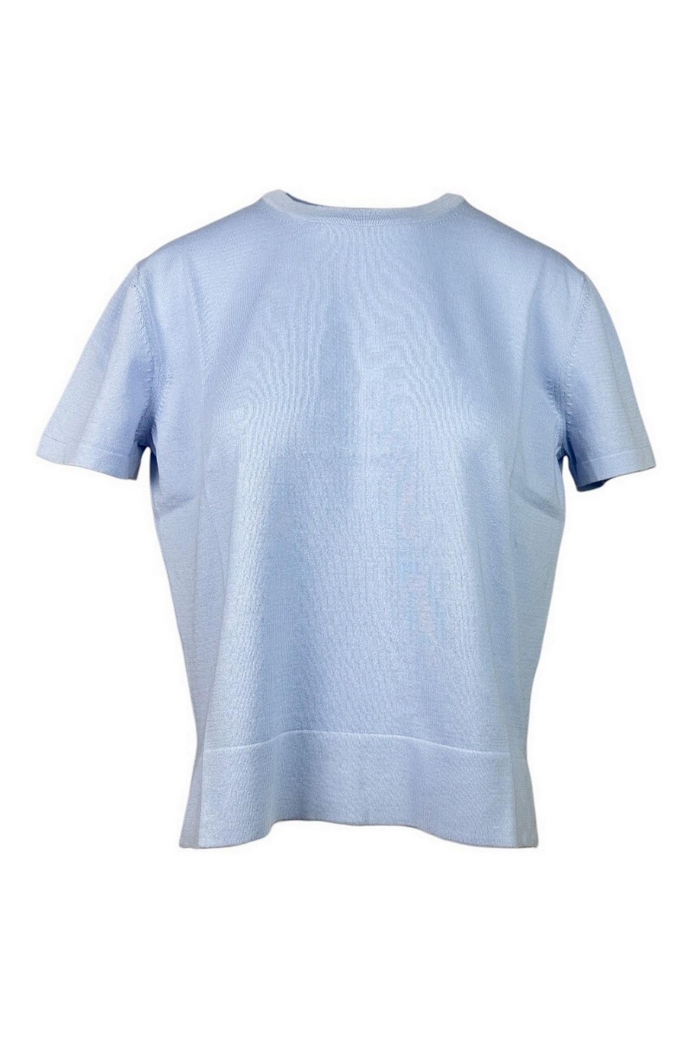 t-shirt donna in maglia azzurro